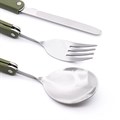 Набор столовых приборов (вилка, нож, ложка), 19см, складной, сталь 2CR13, пластик, чехол T220-0002